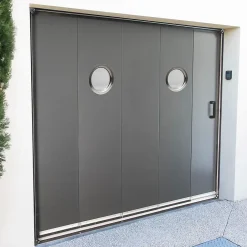 GoodHome Hublot pour porte de garage circulaire en acier inoxydable argenté Ø.30,5 x H.30,5 cm