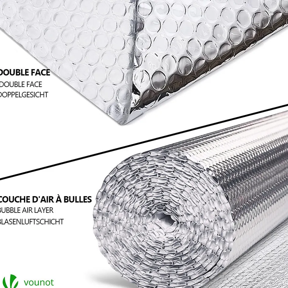 Isolant thermique a bulle double couche aluminium radiateur reflecteur 1x10m-Vounot Online