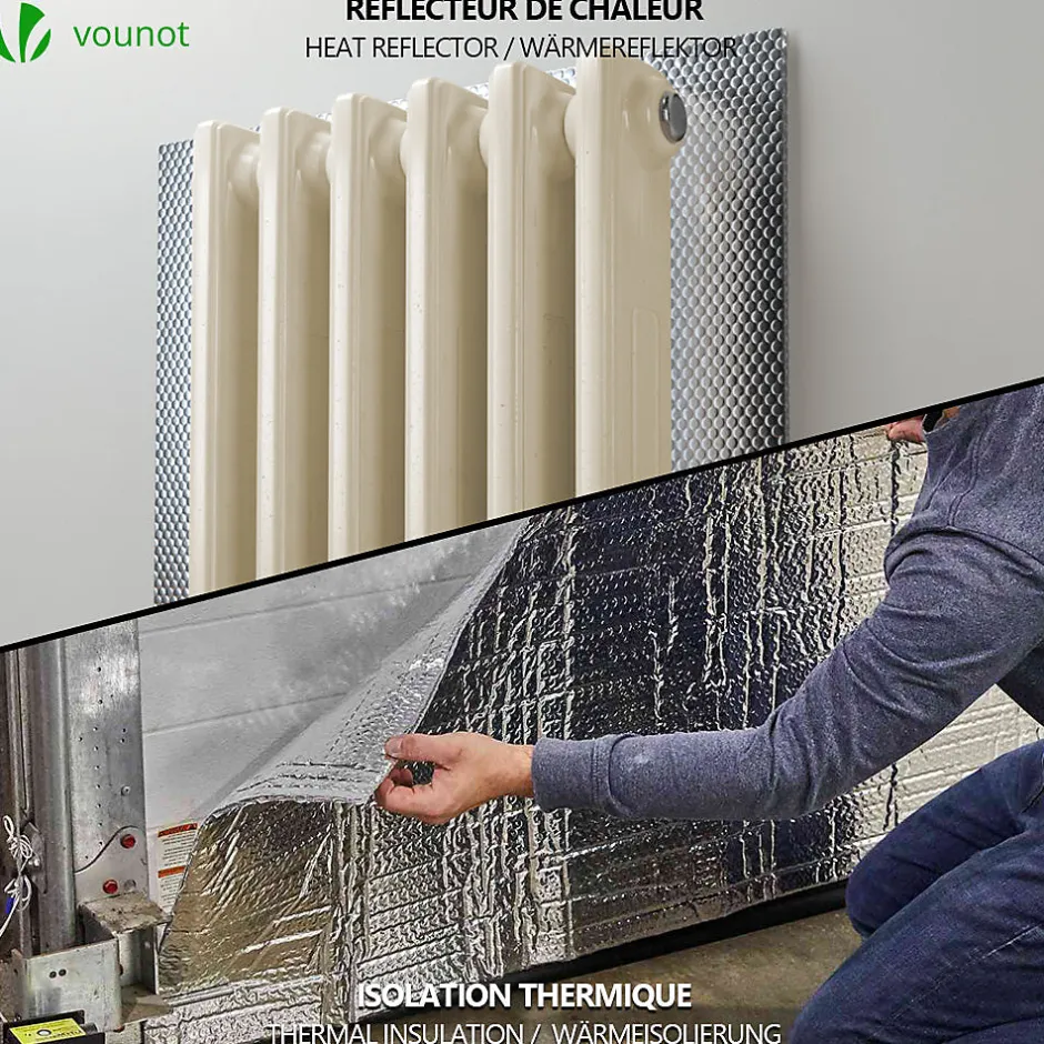 Isolant thermique a bulle double couche aluminium radiateur reflecteur 1x10m-Vounot Online