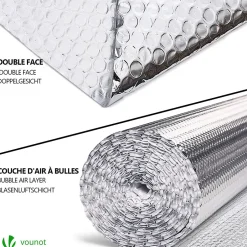 Isolant thermique a bulle double couche aluminium radiateur reflecteur 0.6x10m-Vounot Clearance