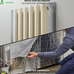 Isolant thermique a bulle double couche aluminium radiateur reflecteur 0.6x10m-Vounot Clearance