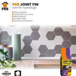 Prb Joint de Carrelage Fin A16 Gris Clair 5kg - Finition Esthétique, Haute Résistance à lEau et à lAbrasion - Intérieur / Extérieur