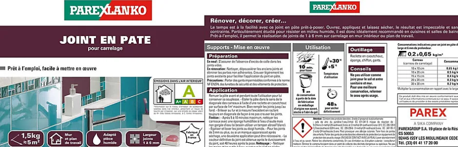 Joint en pâte 1,5 kg nero-Parexlanko New