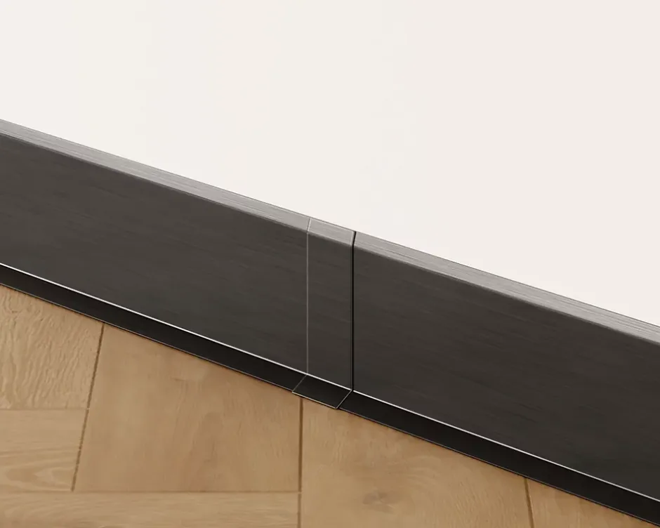 Joint FI en acier inoxydable pour plinthe Noir satiné - 80mm x 30mm x 12mm-Ilcom Clearance