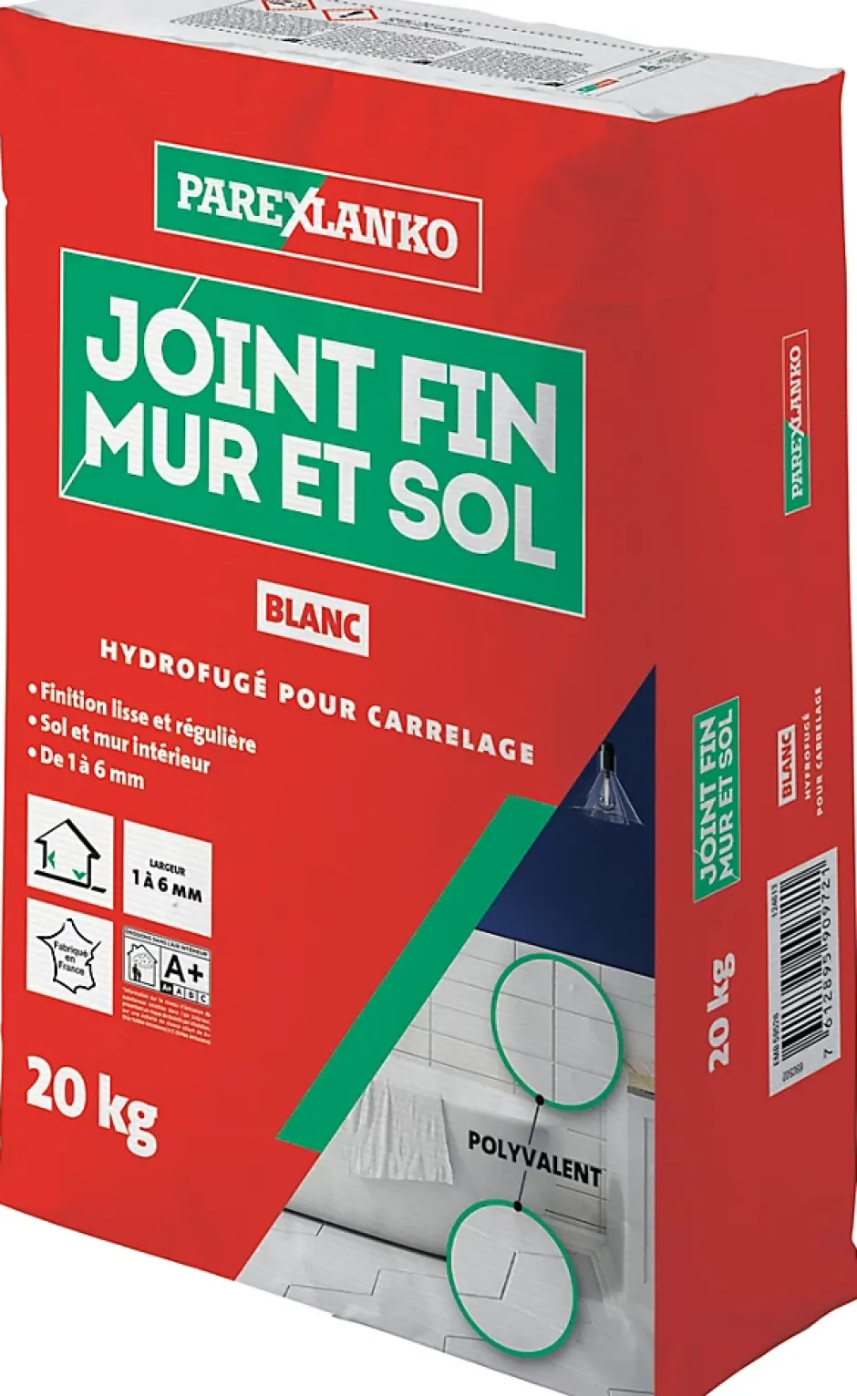 Parexlanko Joint fin pour carrelage mur et sol blanc 20 kg