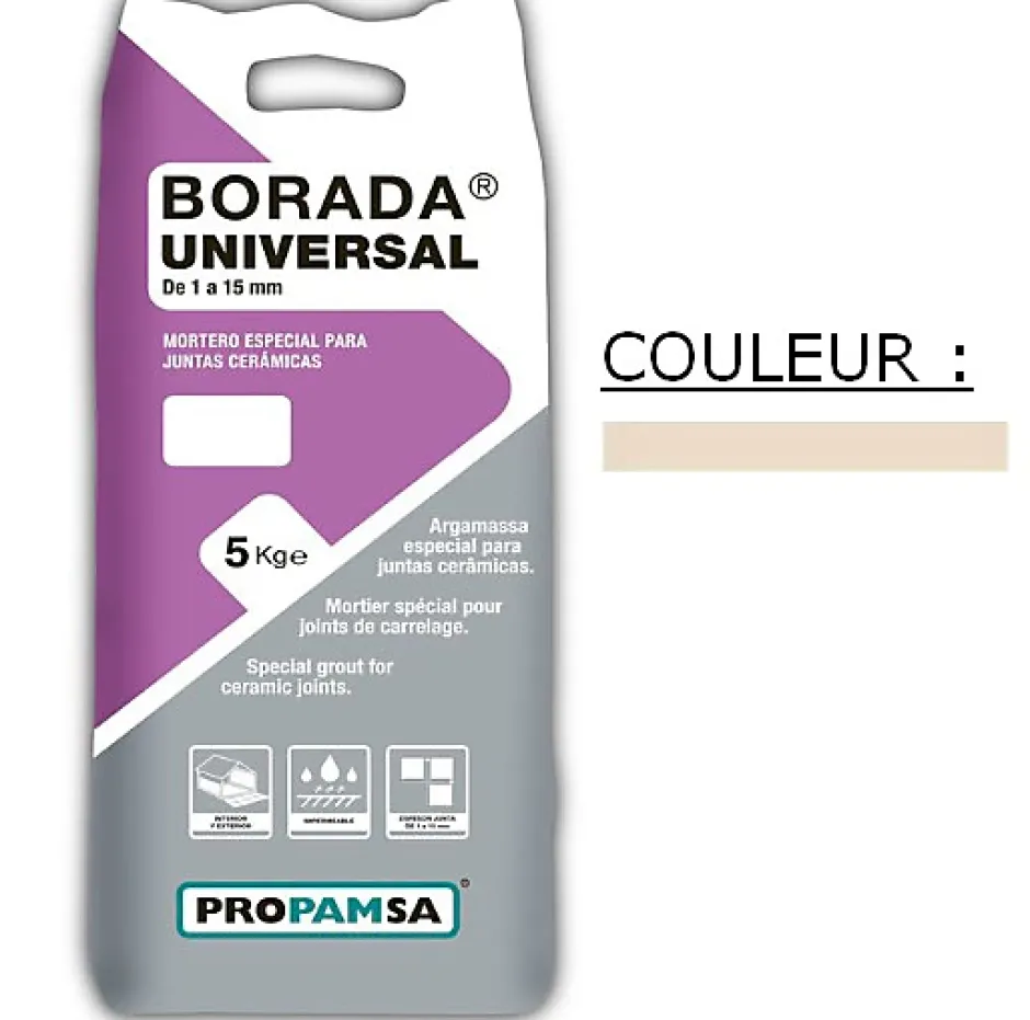 Joint tous types de carrelage et mosaïque BORADA UNIVERSAL ARENA 5kg-Propamsa Outlet
