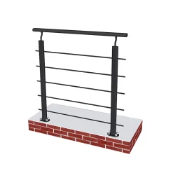 Kit Balustrade 1ml garde-corps avec 5 barreaux fixation à plat en aluminium noir mat-Saniland New