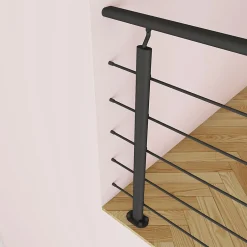 Kit Balustrade 1ml garde-corps avec 5 barreaux fixation à plat en aluminium noir mat-Saniland New