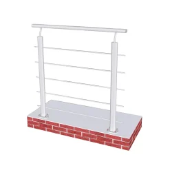 Kit Balustrade 1ml garde-corps avec 5 traverses fixation à plat en aluminium Gris mat-Saniland Outlet