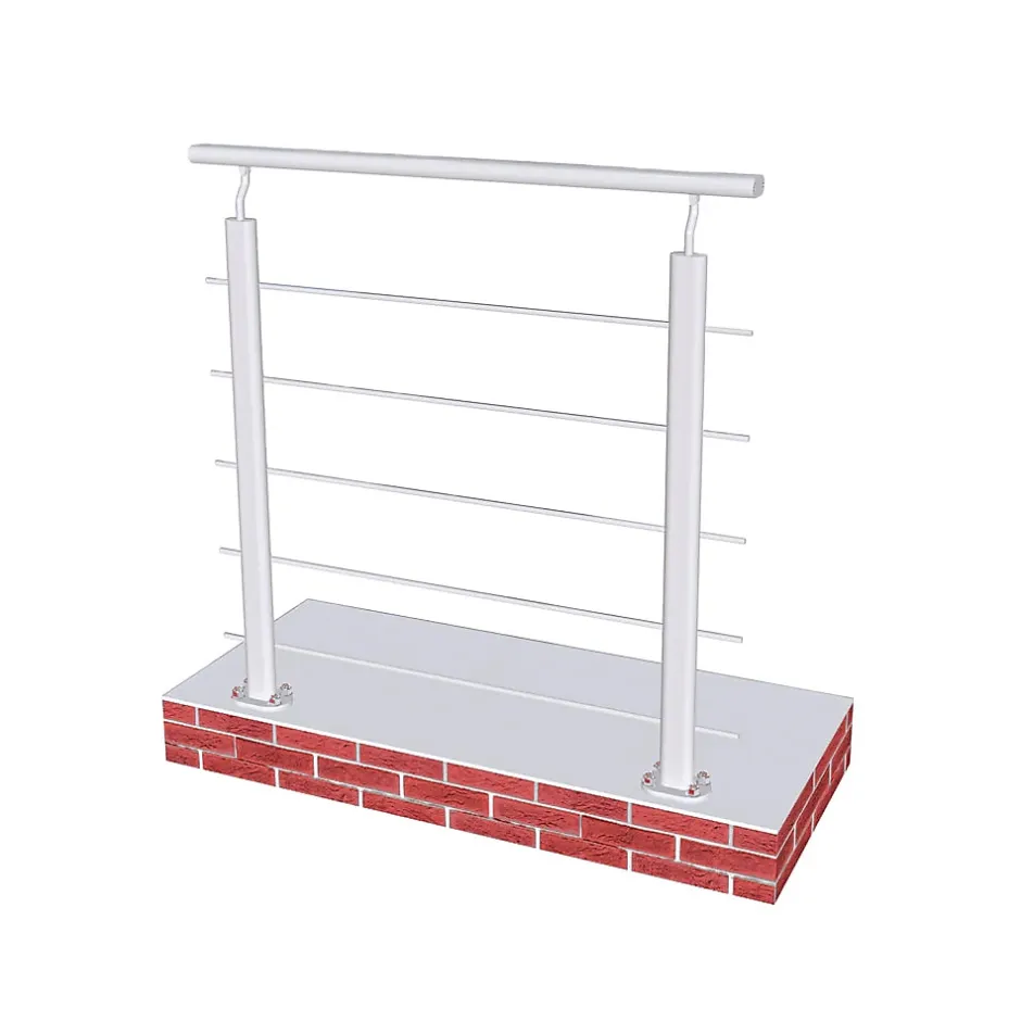 Kit Balustrade 1ml garde-corps avec 5 traverses fixation à plat en aluminium Gris mat-Saniland Outlet