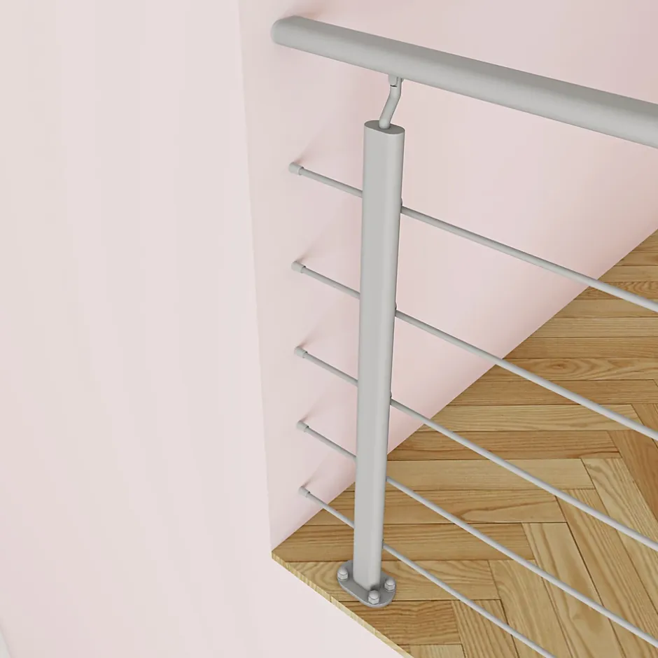 Kit Balustrade 1ml garde-corps avec 5 traverses fixation à plat en aluminium Gris mat-Saniland Outlet