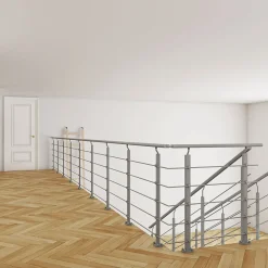 Kit Balustrade 1ml garde-corps avec 5 traverses fixation à plat en aluminium Gris mat-Saniland Outlet