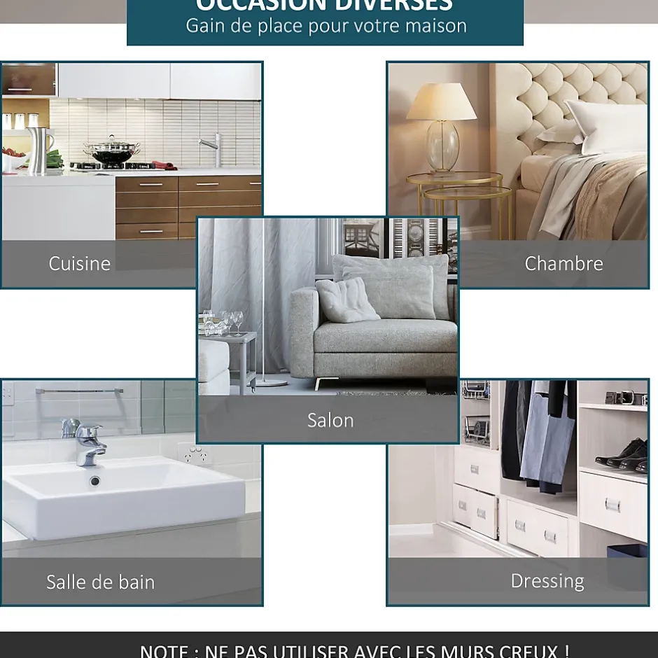 Kit complet porte coulissante 4 x 93 cm (p x l): rail, roulettes, visserie-Homcom Outlet