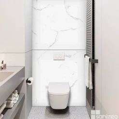 Kit de 2 Panneaux d'Habillage Décoratif Mural Douche, L120xl120x0.4 cm, finition marbre blanc, Mud White KOBERTIN-Kobert-in Outlet