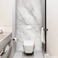 Kobert-in Kit de 2 Panneaux d'Habillage Décoratif Mural Douche, L120xl120x0.4 cm, finition marbre gris, Versilia KOBERTIN