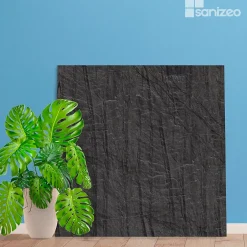 Kobert-in Kit de 2 Panneaux d'Habillage Décoratif Mural Douche, L120xl120x0.4 cm, finition finition pierre noire, Manson KOBERTIN