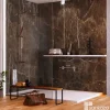 Kit de 2 Panneaux d'Habillage Décoratif Mural Douche, L120xl120x0.4 cm, finition marbre marron, Emperador KOBERTIN-Kobert-in Discount