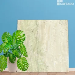 Kobert-in Kit de 2 Panneaux d'Habillage Décoratif Mural Douche, L120xl120x0.4 cm, finition marbre beige, Sabana KOBERTIN