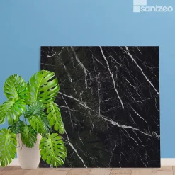 Kit de 2 Panneaux d'Habillage Décoratif Mural Douche, L120xl120x0.4 cm, finition marbre noir, Infinite Black KOBERTIN-Kobert-in