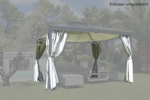 Couleurs Du Monde Kit de 4 rideaux de remplacement 180gr/m² coloris gris perle pour pergola Opale