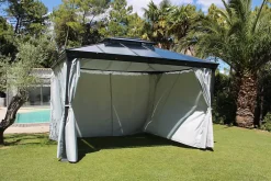 Couleurs Du Monde Kit de 4 rideaux de remplacement 180gr/m² coloris gris perle pour pergola Opale