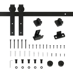 Homcom Kit de porte coulissante compatible porte ép. 35-45/40-45 mm longueur totale rail 2 m charge max. 20 Kg acier au carbone noir