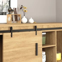 Homcom Kit de porte coulissante compatible porte ép. 35-45/40-45 mm longueur totale rail 2 m charge max. 20 Kg acier au carbone noir