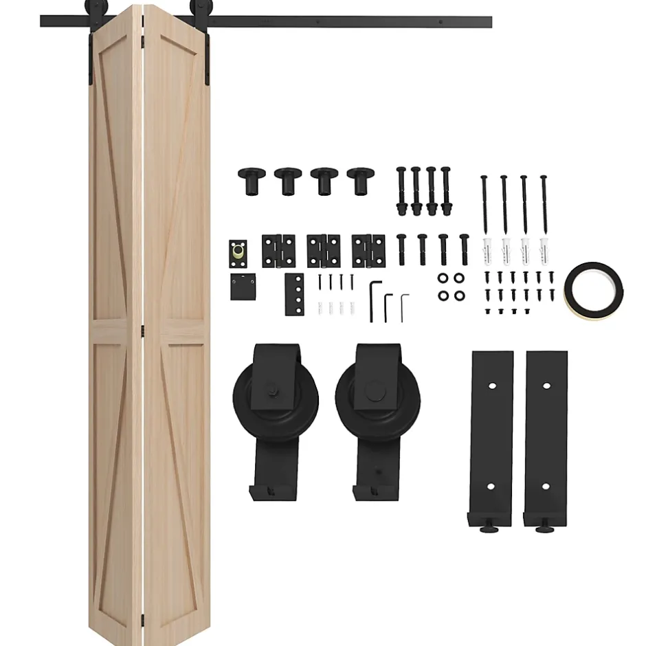 Homcom Kit de porte coulissante compatible porte ép. 40-55 mm longueur rail 1,52 m charge max. 90 Kg acier au carbone noir