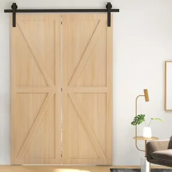 Homcom Kit de porte coulissante compatible porte ép. 40-55 mm longueur rail 1,52 m charge max. 90 Kg acier au carbone noir