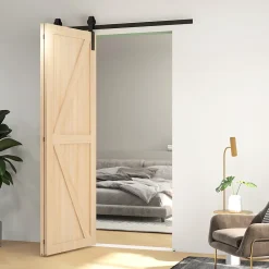 Homcom Kit de porte coulissante compatible porte ép. 40-55 mm longueur rail 1,52 m charge max. 90 Kg acier au carbone noir