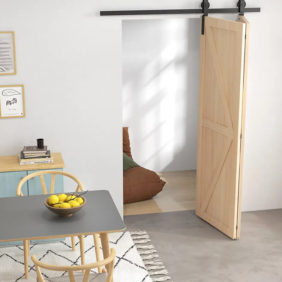 Homcom Kit de porte coulissante compatible porte ép. 40-55 mm longueur rail 1,52 m charge max. 90 Kg acier au carbone noir