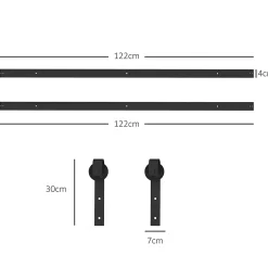 Kit de porte coulissante système galandage pour porte ép. 40-55 mm longueur rail 2,44 m charge max. 90 Kg acier au carbone noir-HOMCOM
