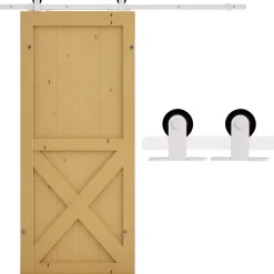 Homcom Kit de porte coulissante compatibilité porte épaisseur 35-45 ou 40-45 mm longueur rail 1,83 m charge max. 100 Kg acier blanc