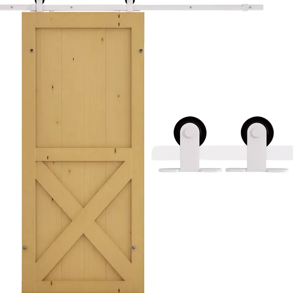 Homcom Kit de porte coulissante compatibilité porte épaisseur 35-45 ou 40-45 mm longueur rail 1,83 m charge max. 100 Kg acier blanc