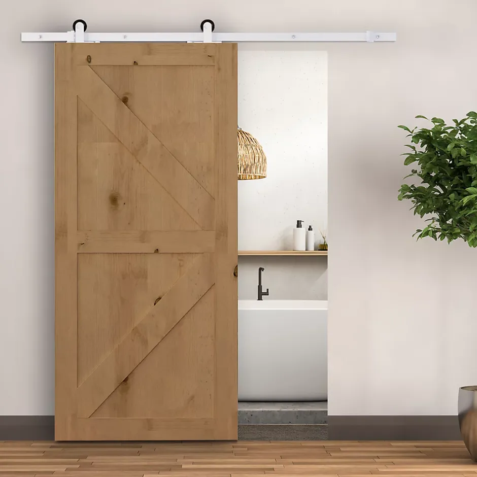 Homcom Kit de porte coulissante compatibilité porte épaisseur 35-45 ou 40-45 mm longueur rail 1,83 m charge max. 100 Kg acier blanc