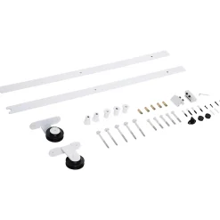 Homcom Kit de porte coulissante compatibilité porte épaisseur 35-45 ou 40-45 mm longueur rail 1,83 m charge max. 100 Kg acier blanc