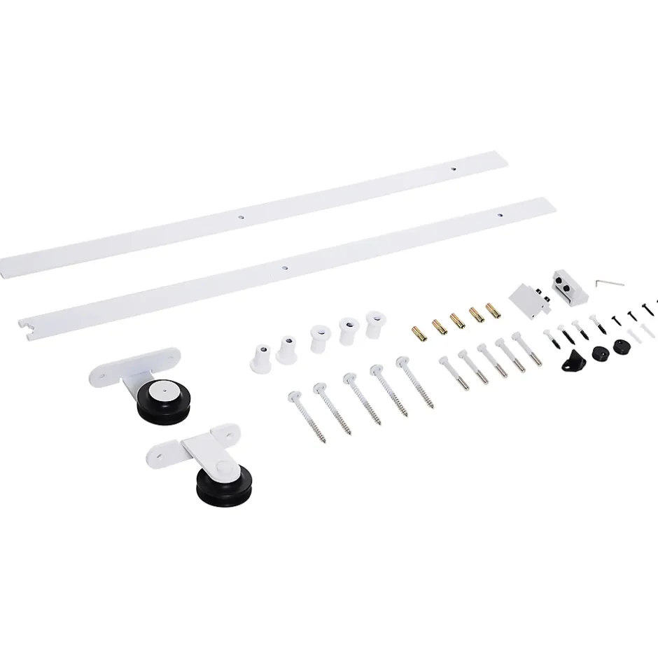 Homcom Kit de porte coulissante compatibilité porte épaisseur 35-45 ou 40-45 mm longueur rail 1,83 m charge max. 100 Kg acier blanc