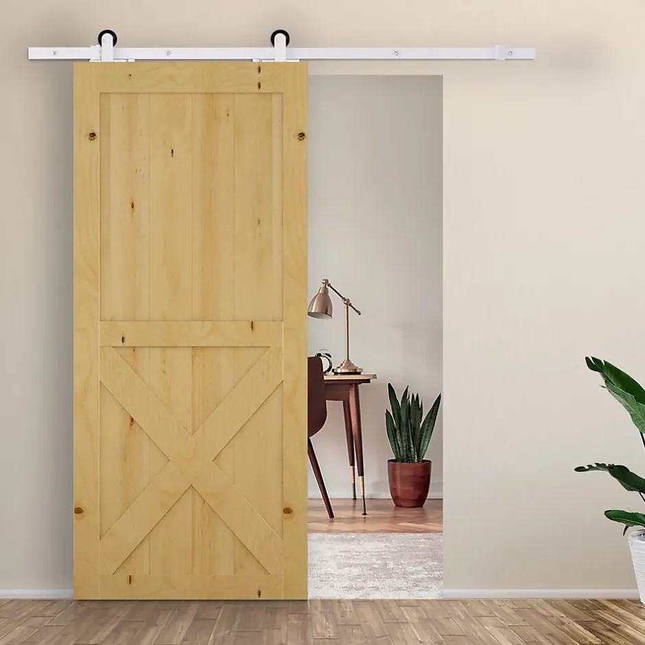 Homcom Kit de porte coulissante compatibilité porte épaisseur 35-45 ou 40-45 mm longueur rail 1,83 m charge max. 100 Kg acier blanc