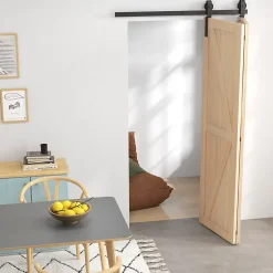 Homcom Kit de porte coulissante compatibilité porte épaisseur 40-55 mm longueur rail 1,22 m charge max. 90 Kg acier au carbone noir