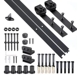 Kit de porte coulissante compatibilité porte d'une épaisseur de 35-45 mm et largeur max. 1 m charge max. 100 Kg acier brun foncé-Homcom Discount