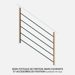 Kit de remplissage pour garde-corps en escalier avec traverses et tubes, Moka-Kordo Outlet