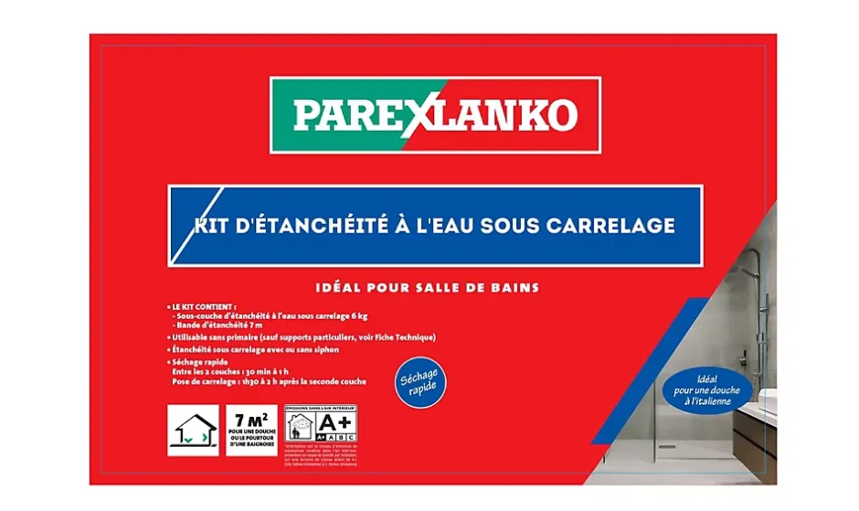 Parexlanko Kit d'étanchéité à l'eau sous carrelage murs et sol GP 7m2
