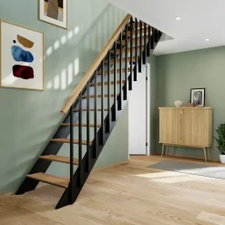 Kit escalier droit hêtre laqué noir et chêne naturel Gagliano-Fortia Discount