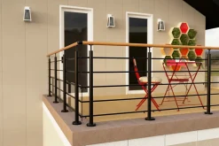 Kit garde corps à plat Oxalis noir 2m effet chêne-Alumin'home Hot