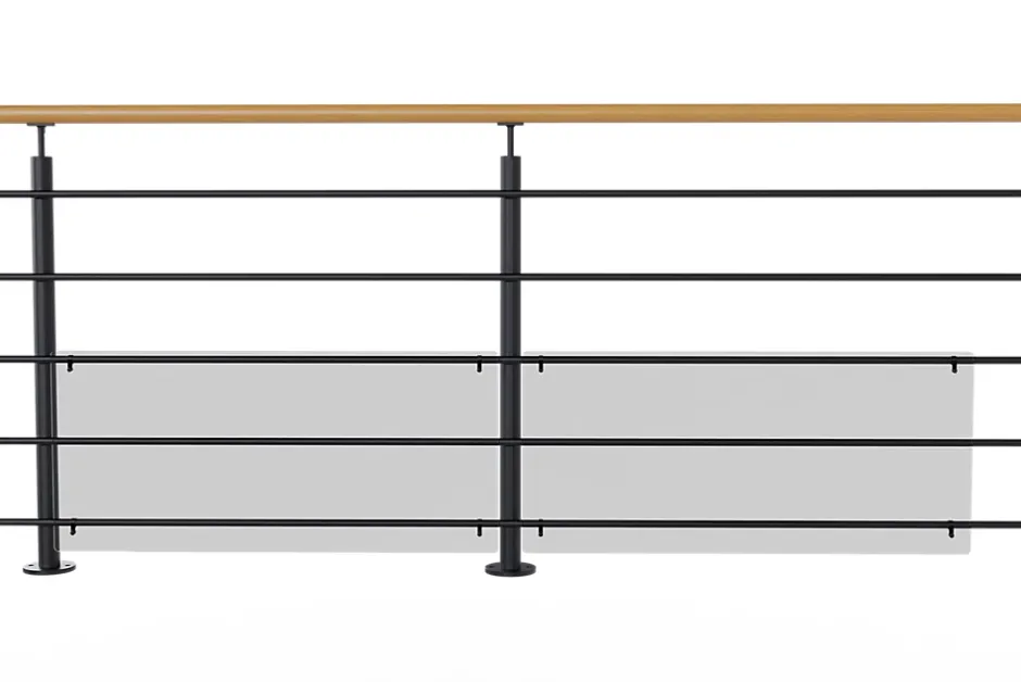 Kit garde corps à plat Oxalis noir 2m effet chêne-Alumin'home Hot