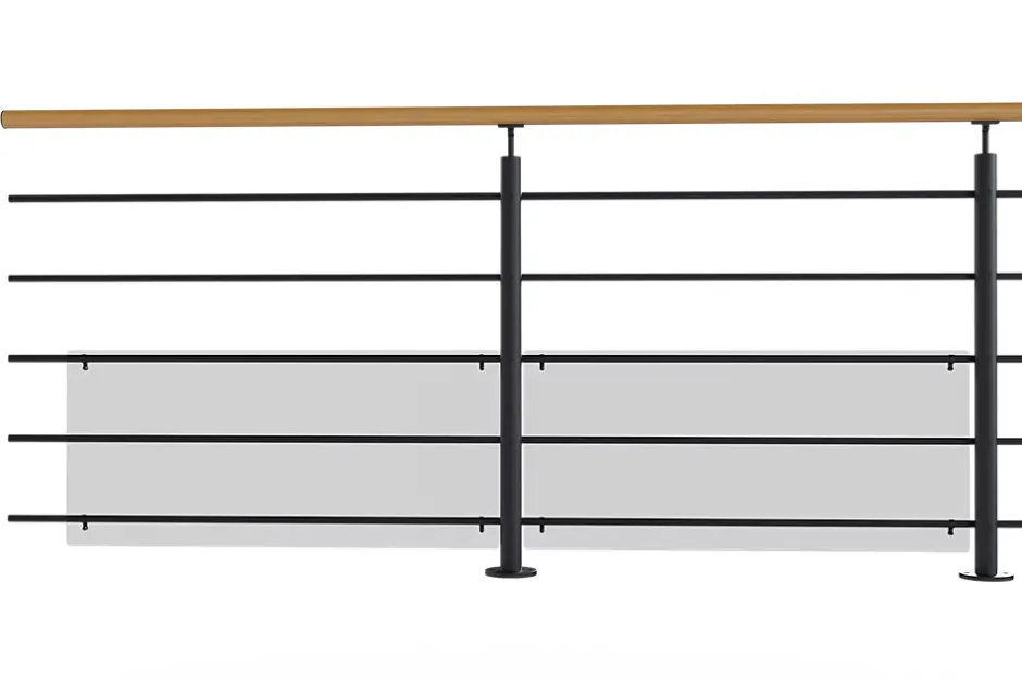 Kit garde corps à plat Oxalis noir 2m effet chêne-Alumin'home Hot