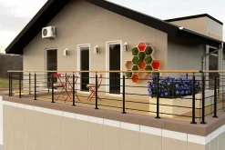 Kit garde corps à plat Oxalis noir 2m effet chêne-Alumin'home Hot