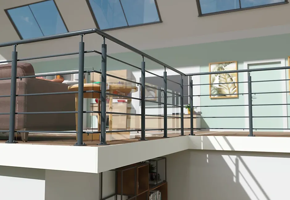 Kit garde corps à plat Oxalis gris 2m-Alumin'home Hot