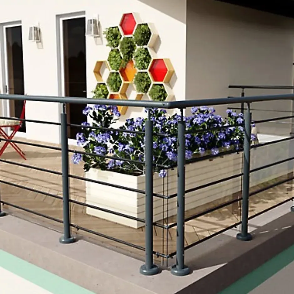 Kit garde corps à plat Oxalis gris 2m-Alumin'home Hot