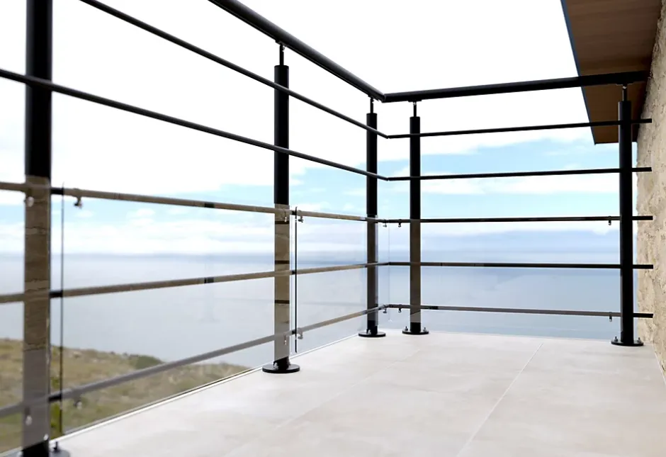 Kit garde corps à plat Oxalis noir 2m-Alumin'home New